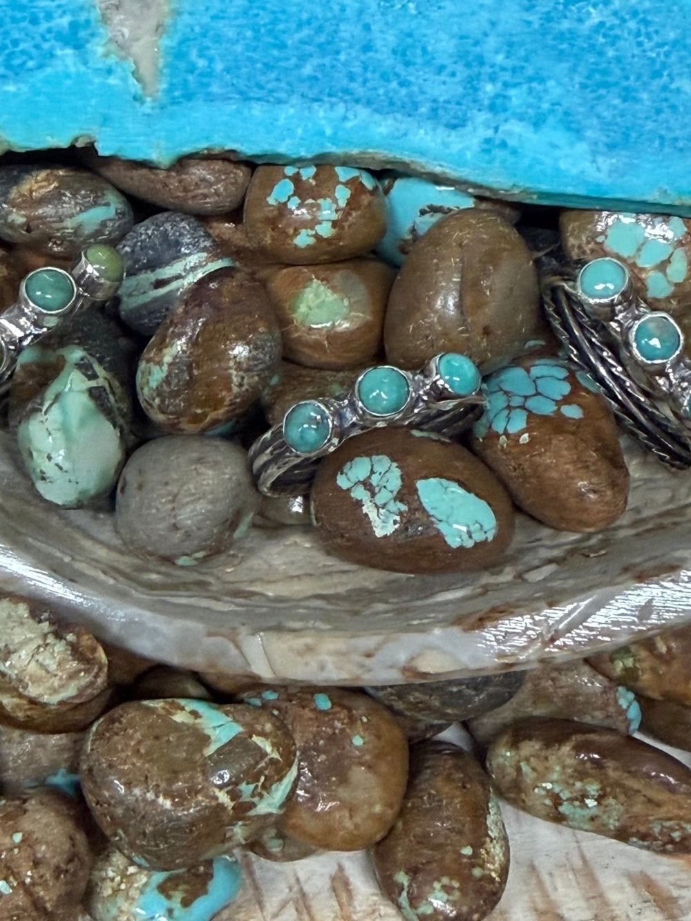 Handcrafted Turquoise Stone Ring - Sterling Silver Accent